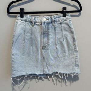 Showpo Light Denim Frayed Mini Skirt